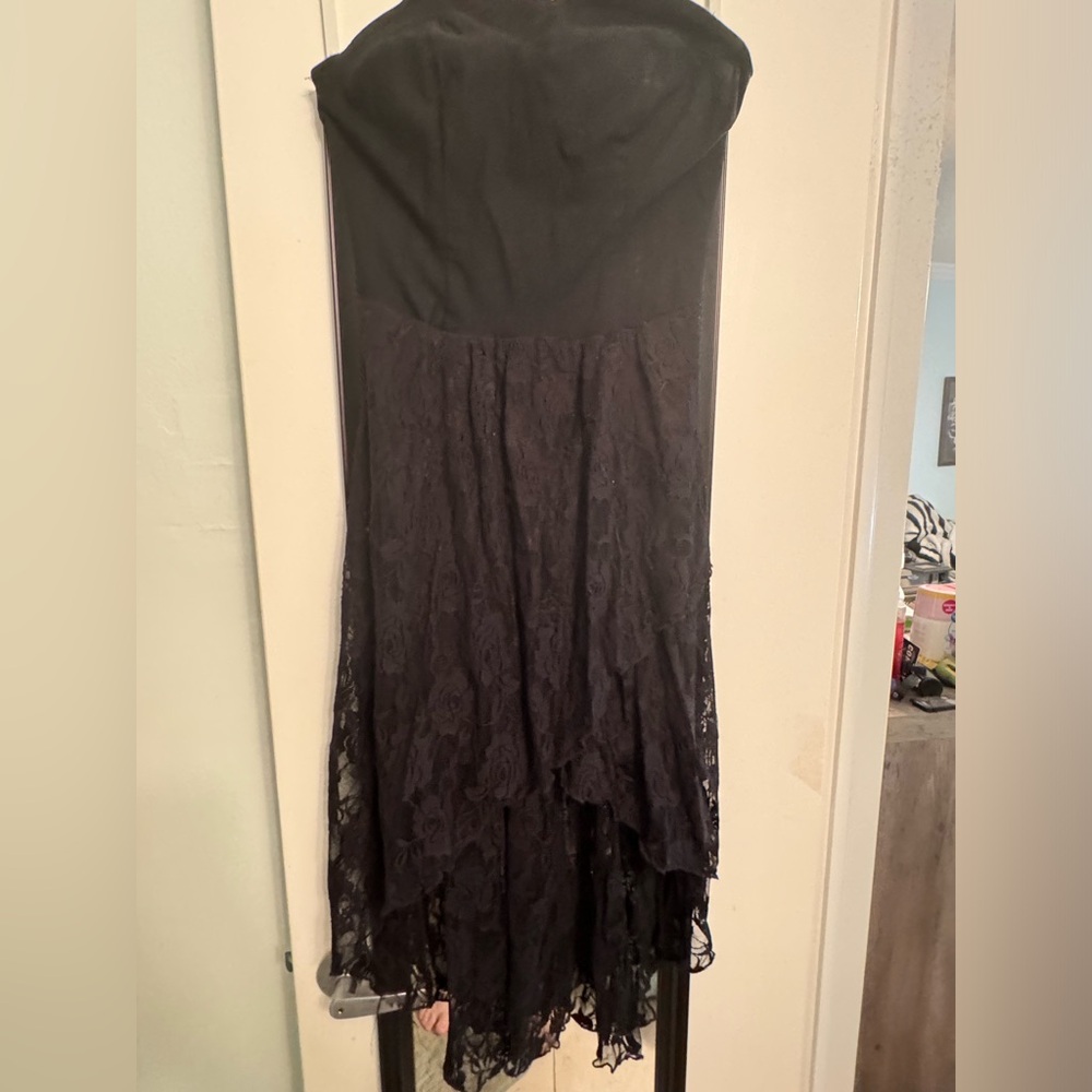 Charlotte Russe strapless High-low lace black dress size 8